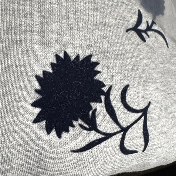 NWT Boden Sweatshirt Womens Grey Marl Leafy Bud Crew Neck Cotton Stretch - Picture 3 of 4